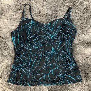 Christina | Women's Tankini Top | Black and Blue